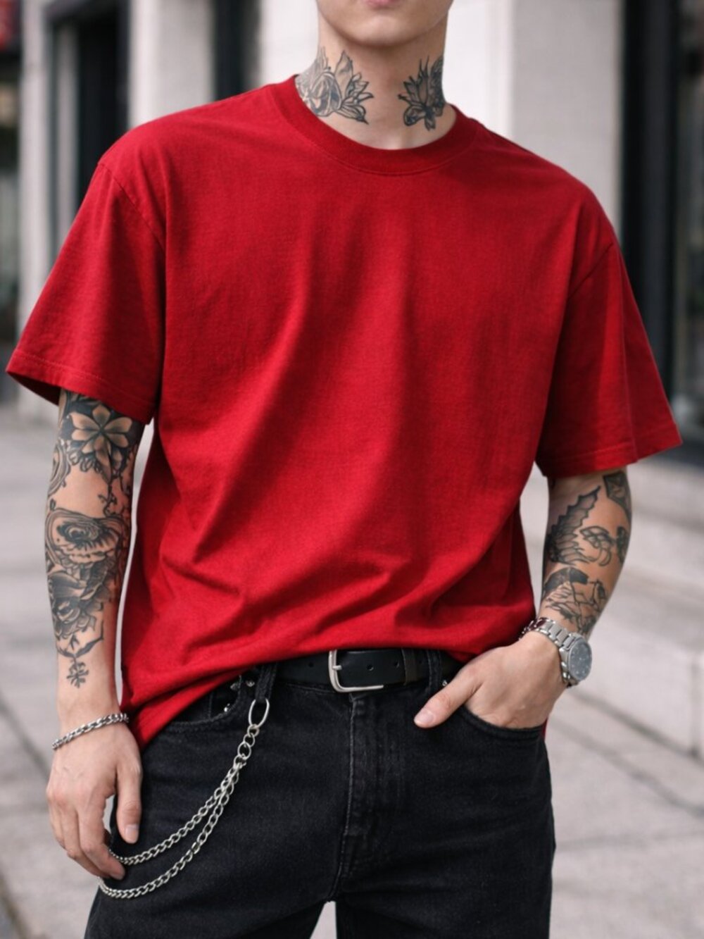 Supreme Red Tee Mens Medium Streetwear USA Made Minimal T Shirt